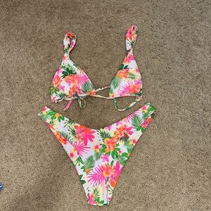 Kulani Kinis Tropical Floral Bikini - Pink, Green, Yellow
